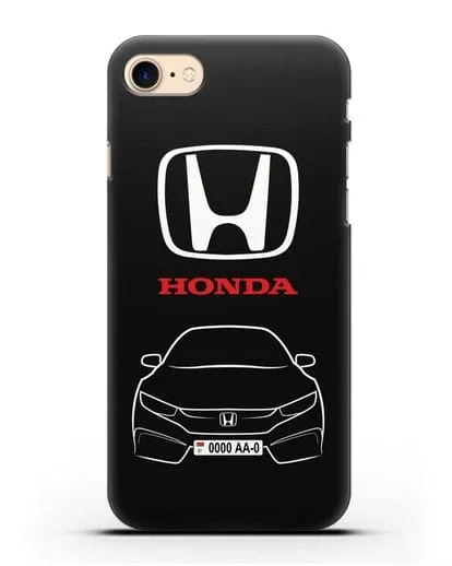 Чехол Honda с автомобильным номером силиконовый для iPhone 7
