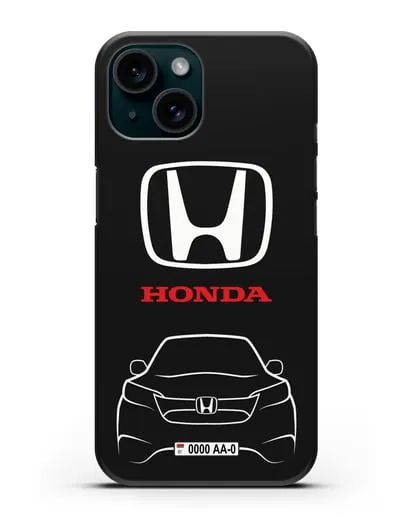 Чехол Honda с номерным знаком силиконовый для iPhone 15