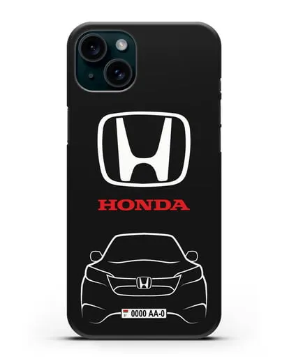Чехол Honda с номерным знаком силиконовый для iPhone 15 Plus