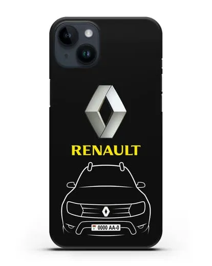 Чехол Renault с автомобильным номером силиконовый для iPhone 14 Plus