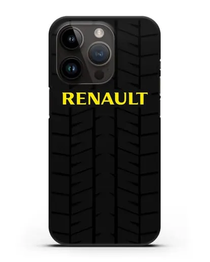 Чехол с логотипом Рено с протектором шин силиконовый для iPhone 14 Pro