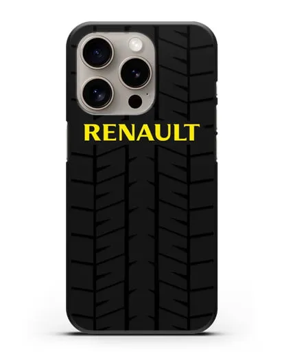 Чехол с логотипом Рено с протектором шин силиконовый для iPhone 15 Pro