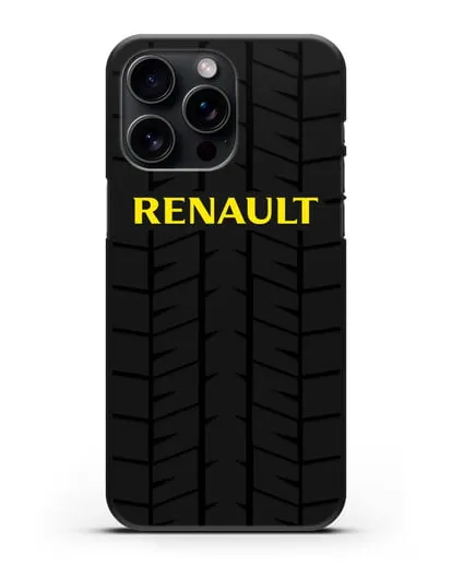 Чехол с логотипом Рено с протектором шин силиконовый для iPhone 15 Pro Max