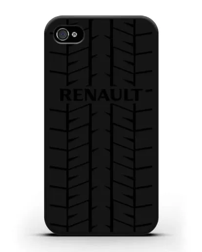 Чехол с логотипом Рено с протектором шин силиконовый для iPhone 4/4s