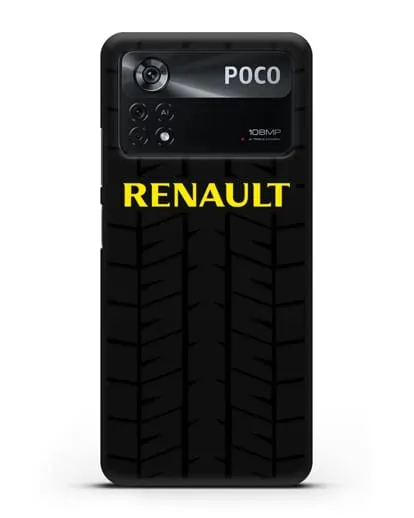 Чехол с логотипом Рено с протектором шин силиконовый для Xiaomi Poco X4 Pro