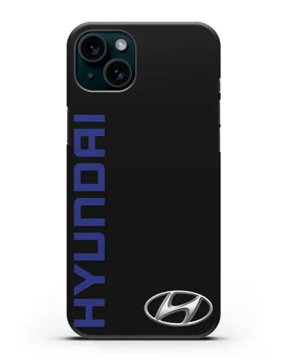 Чехол с надписью Hyundai и логотипом силиконовый для iPhone 15 Plus
