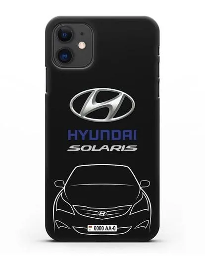 Чехол Hyundai Solaris с автомобильным номером силиконовый для iPhone 11