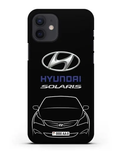 Чехол Hyundai Solaris с автомобильным номером силиконовый для iPhone 12