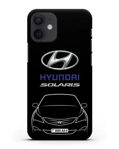 Чехол Hyundai Solaris с автомобильным номером силиконовый для iPhone 12 mini