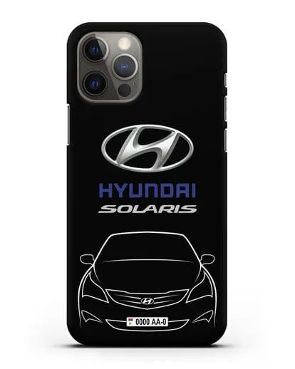 Чехол Hyundai Solaris с автомобильным номером силиконовый для iPhone 12 Pro