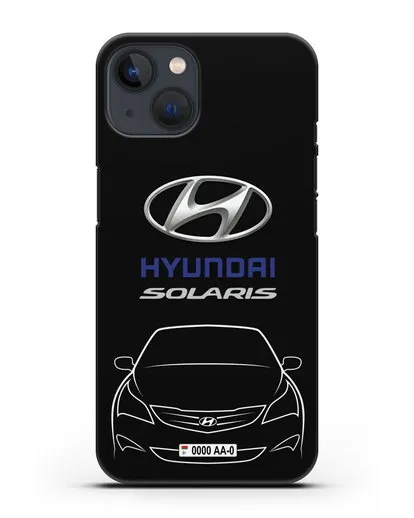 Чехол Hyundai Solaris с автомобильным номером силиконовый для iPhone 13 Mini