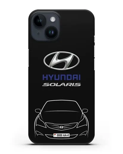 Чехол Hyundai Solaris с автомобильным номером силиконовый для iPhone 14