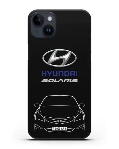 Чехол Hyundai Solaris с автомобильным номером силиконовый для iPhone 14 Plus