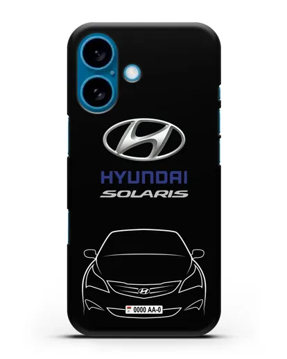 Чехол Hyundai Solaris с автомобильным номером силиконовый для iPhone 16
