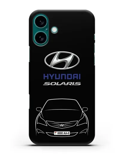 Чехол Hyundai Solaris с автомобильным номером силиконовый для iPhone 16 Plus