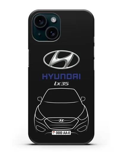 Чехол Hyundai ix35 с автомобильным номером силиконовый для iPhone 15