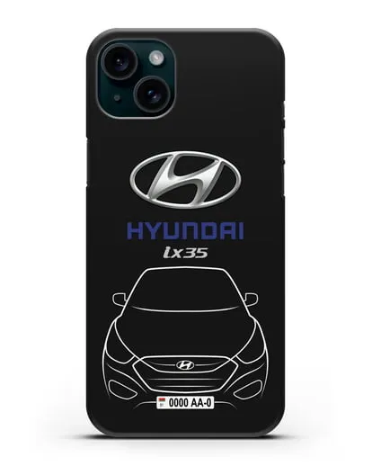 Чехол Hyundai ix35 с автомобильным номером силиконовый для iPhone 15 Plus