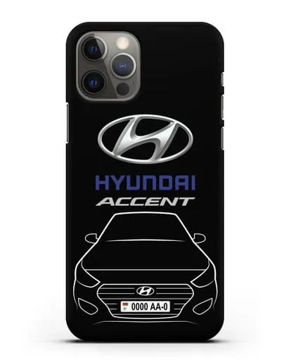 Чехол Hyundai Accent с автомобильным номером силиконовый для iPhone 12 Pro