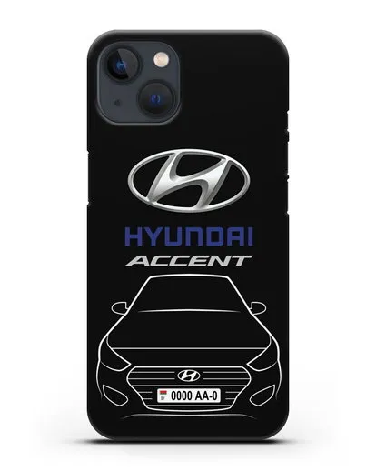 Чехол Hyundai Accent с автомобильным номером силиконовый для iPhone 13