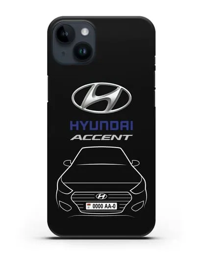 Чехол Hyundai Accent с автомобильным номером силиконовый для iPhone 14 Plus