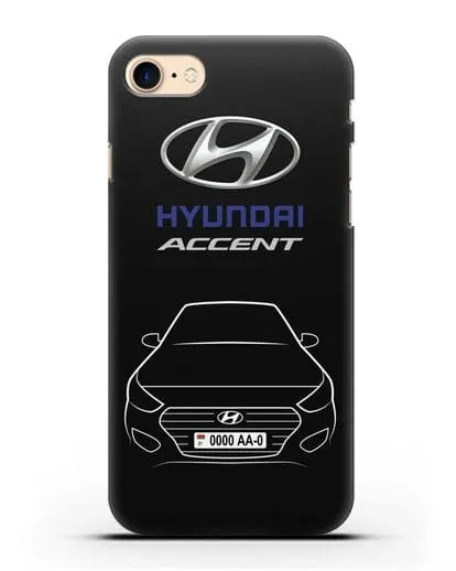 Чехол Hyundai Accent с автомобильным номером силиконовый для iPhone 7