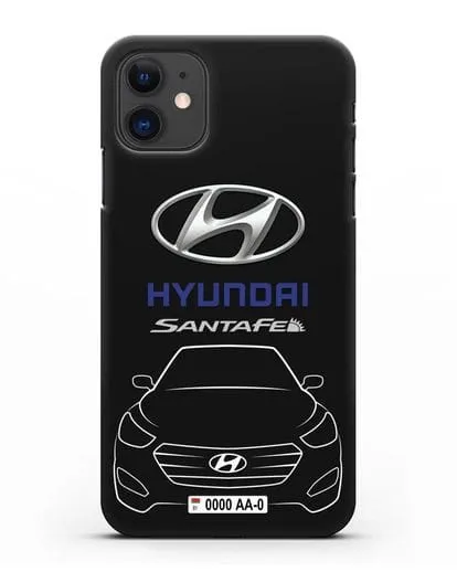 Чехол Hyundai SantaFe с автомобильным номером силиконовый для iPhone 11