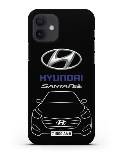 Чехол Hyundai SantaFe с автомобильным номером силиконовый для iPhone 12