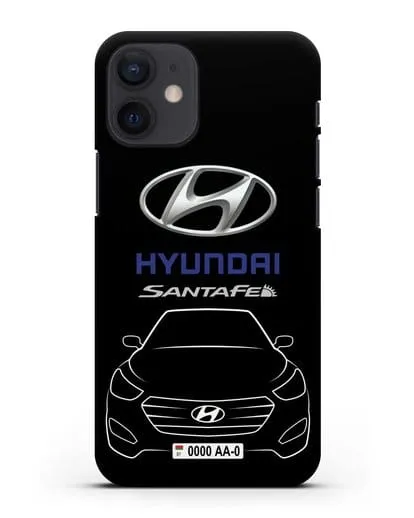 Чехол Hyundai SantaFe с автомобильным номером силиконовый для iPhone 12 mini