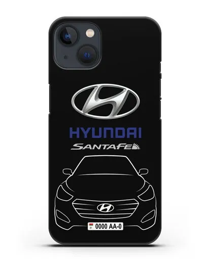 Чехол Hyundai SantaFe с автомобильным номером силиконовый для iPhone 13 Mini