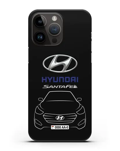 Чехол Hyundai SantaFe с автомобильным номером силиконовый для iPhone 14 Pro Max