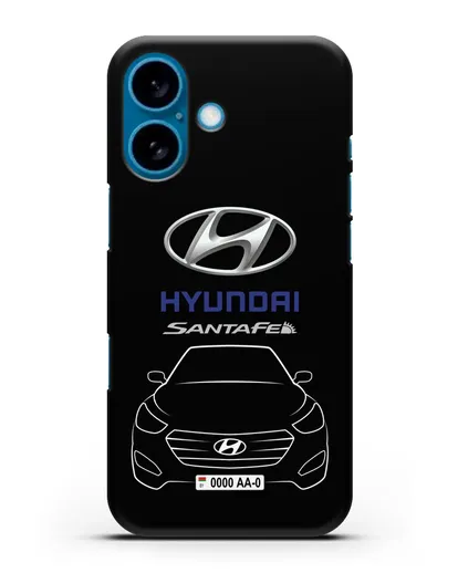 Чехол Hyundai SantaFe с автомобильным номером силиконовый для iPhone 16