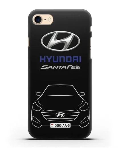 Чехол Hyundai SantaFe с автомобильным номером силиконовый для iPhone 7