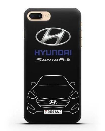 Чехол Hyundai SantaFe с автомобильным номером силиконовый для iPhone 7 Plus