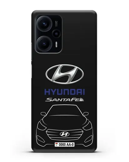 Чехол Hyundai SantaFe с автомобильным номером силиконовый для Xiaomi Poco F5