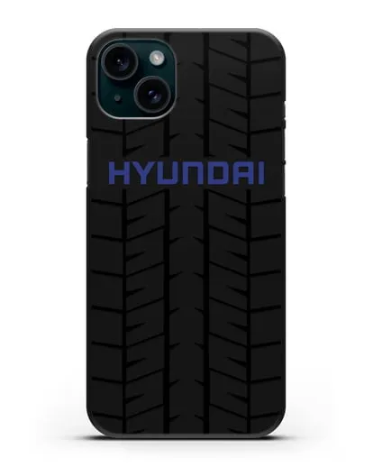 Чехол с логотипом Хёндэ с протектором шин силиконовый для iPhone 15 Plus