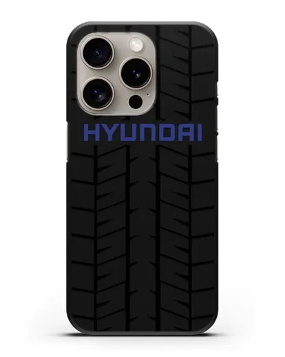 Чехол с логотипом Хёндэ с протектором шин силиконовый для iPhone 15 Pro
