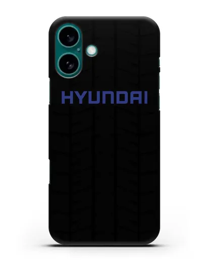 Чехол с логотипом Хёндэ с протектором шин силиконовый для iPhone 16 Plus