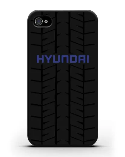 Чехол с логотипом Хёндэ с протектором шин силиконовый для iPhone 4/4s