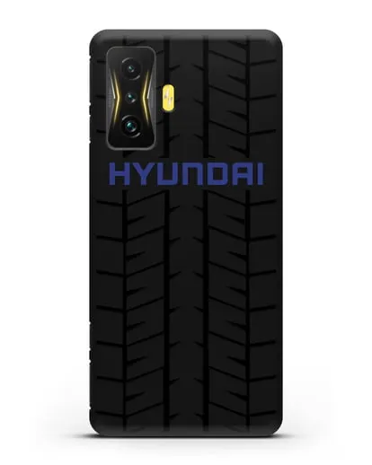 Чехол с логотипом Хёндэ с протектором шин силиконовый для Xiaomi Poco F4 GT