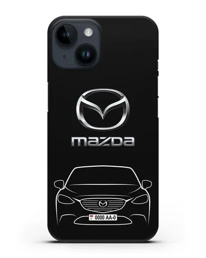 Чехол Mazda с автомобильным номером силиконовый для iPhone 14