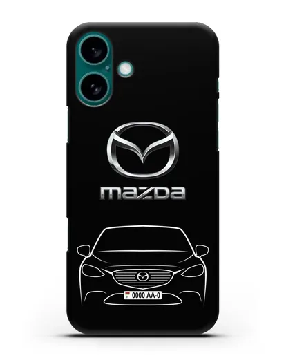 Чехол Mazda с автомобильным номером силиконовый для iPhone 16 Plus