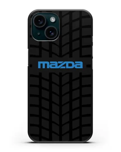 Чехол с логотипом Mazda с протектором шин силиконовый для iPhone 15