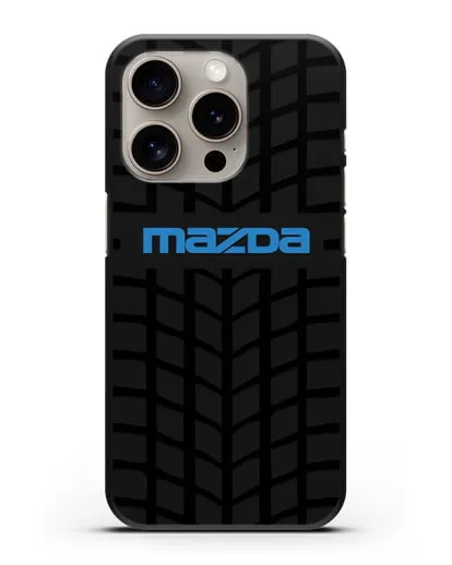 Чехол с логотипом Mazda с протектором шин силиконовый для iPhone 15 Pro