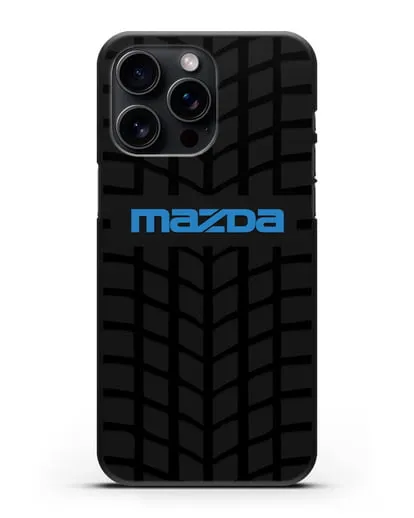 Чехол с логотипом Mazda с протектором шин силиконовый для iPhone 15 Pro Max