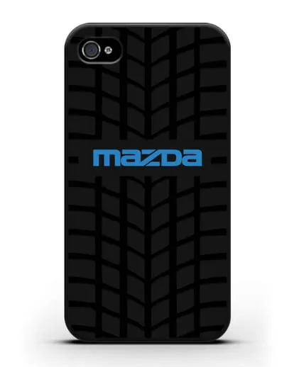 Чехол с логотипом Mazda с протектором шин силиконовый для iPhone 4/4s