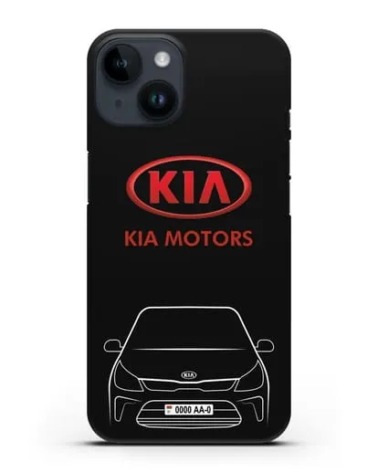 Чехол Kia с автомобильным номером силиконовый для iPhone 14