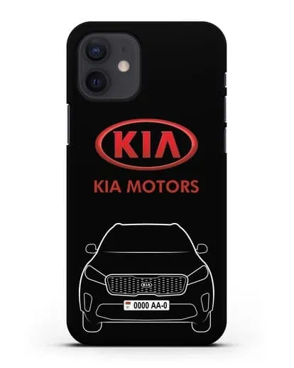 Чехол Kia с номерным знаком силиконовый для iPhone 12