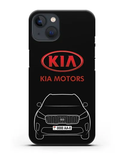 Чехол Kia с номерным знаком силиконовый для iPhone 13