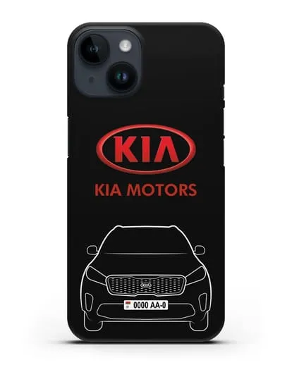 Чехол Kia с номерным знаком силиконовый для iPhone 14