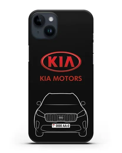 Чехол Kia с номерным знаком силиконовый для iPhone 14 Plus
